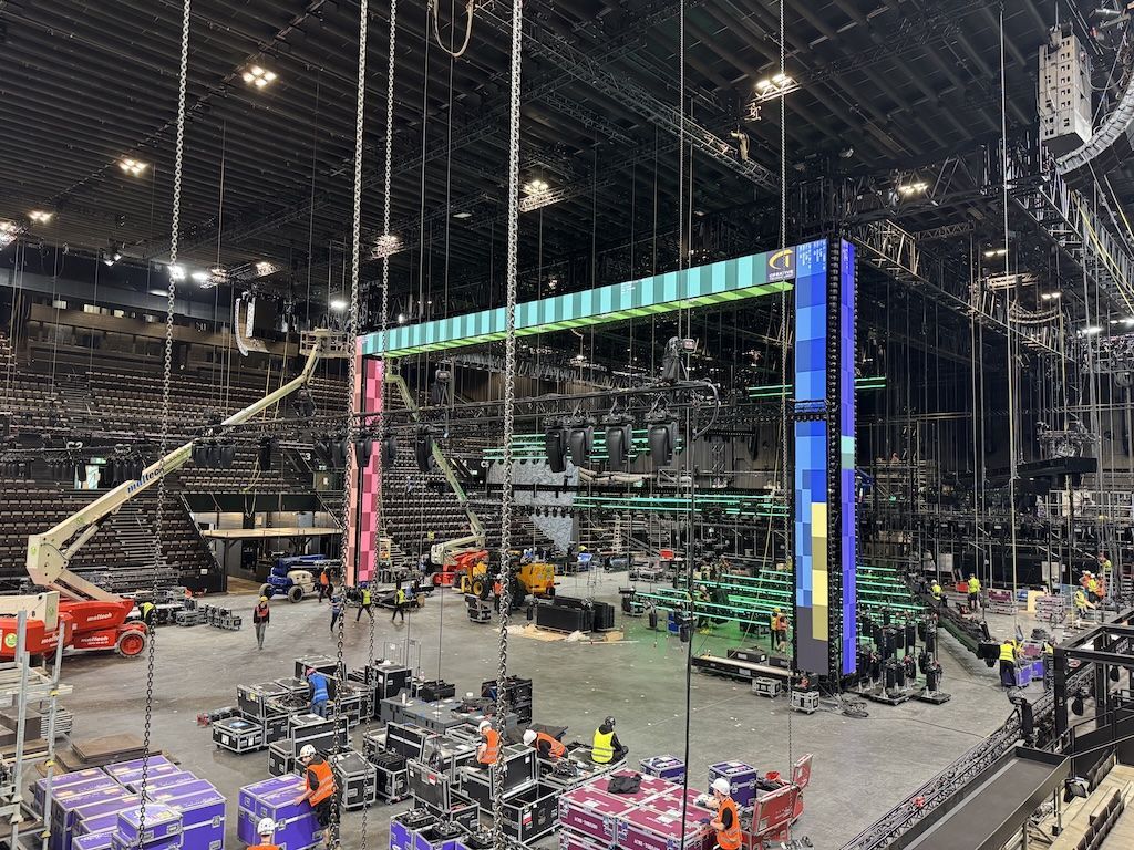 The Eurovision stage is contstructed in Basel, Switzerland