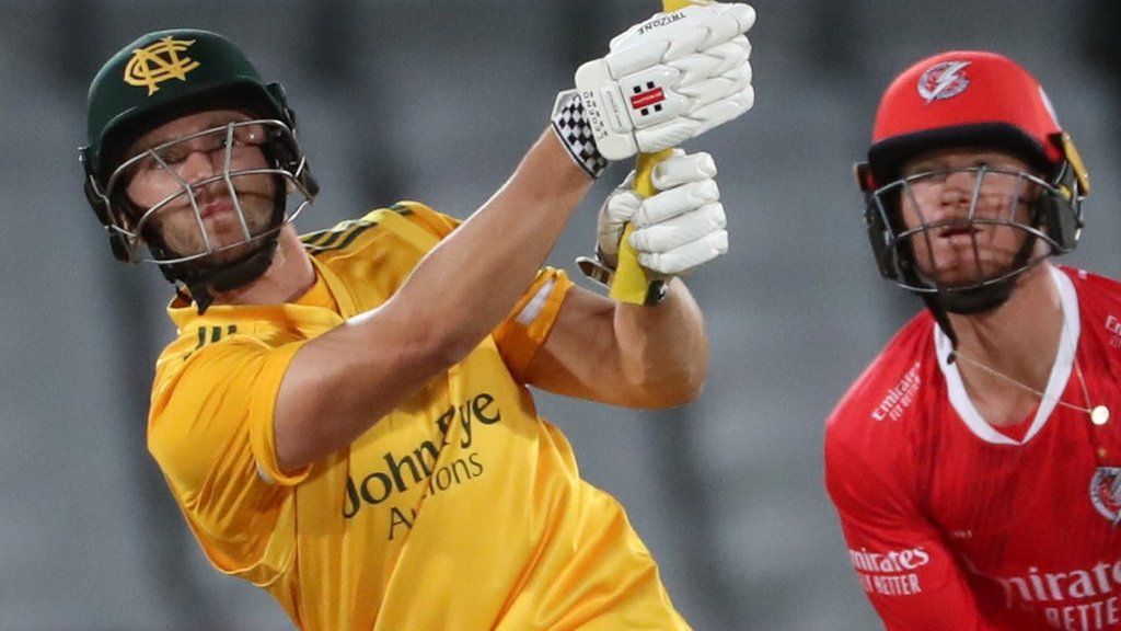 Notts' Joe Clarke hit fives sixes and seven fours in his stunning 77 off 36 balls against his former suitors Lancashire