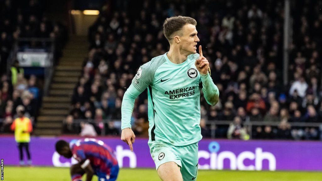 Solly March celebrates scoring for Brighton against Crystal Palace