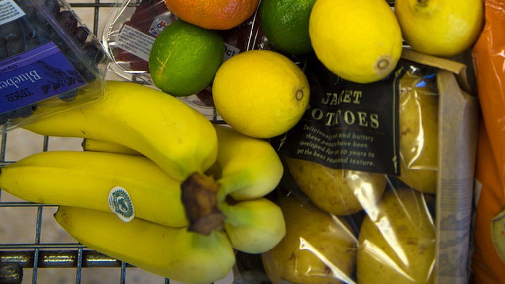 Tesco bananas and other groceries