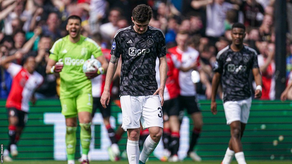 Ajax players react after conceding against Feyenoord