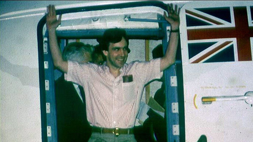 John McCarthy arrives in the UK in 1991 after being held hostage in Lebanon for five years