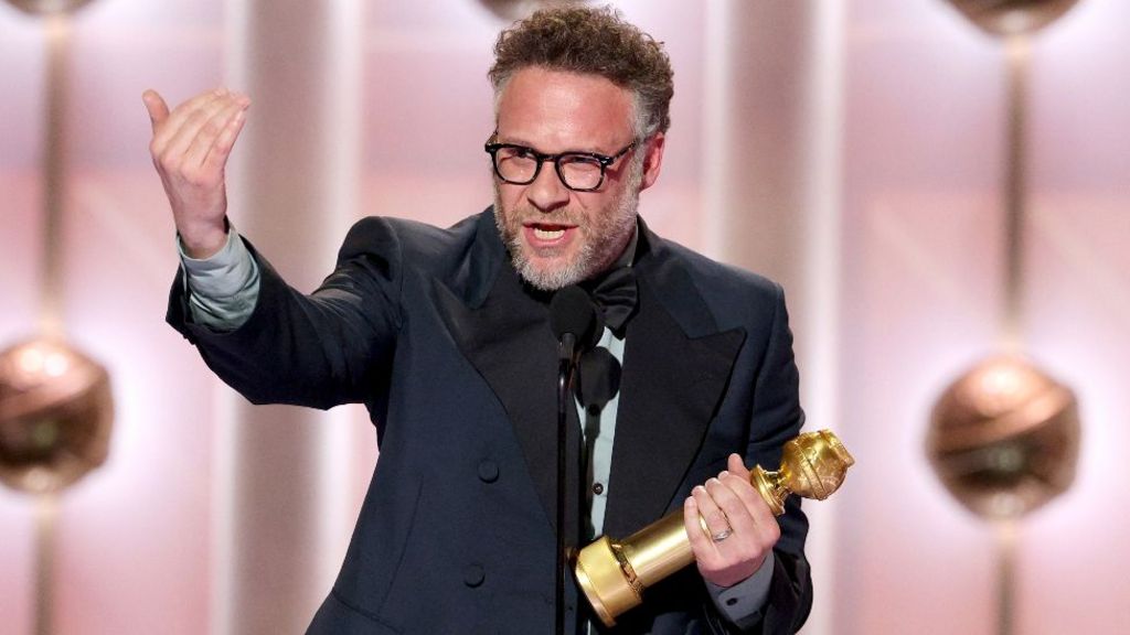 Seth Rogen, winner for the Best Performance by a Male Actor in a Television Series – Musical or Comedy Award for "The Studio," speaks onstage during the 83rd Annual Golden Globe Awards at The Beverly Hilton on January 11, 2026 in Beverly Hills, California.
