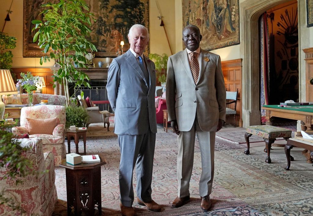 Ghana's Asante King, Otumfuo Osei Tutu II (R) and the UK's King Charles at Sandringham Estate, the UK - Tuesday 23 July 2024