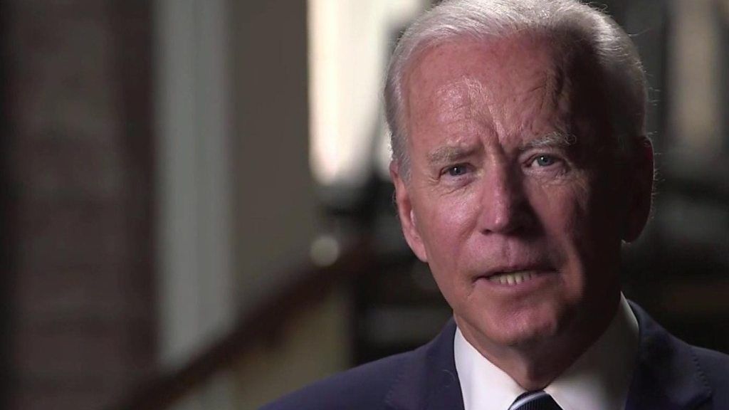 Democratic presidential candidate Joe Biden speaks to CBS News after meeting the family of George Floyd.