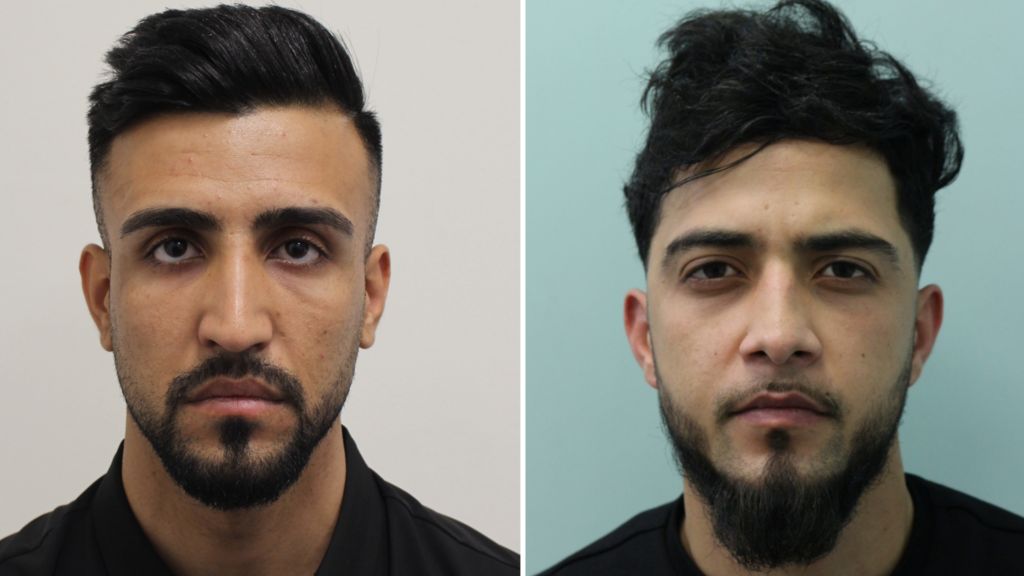 Two police photographs of the defendants - Mohammed Hotak on the left and Rahmat Mohammadi on the right. Both have dark hair and beards, as well as serious facial expressions.