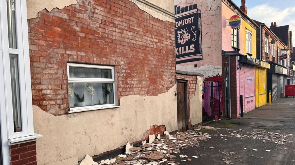 Damage to properties in Kings Heath in Birmingham