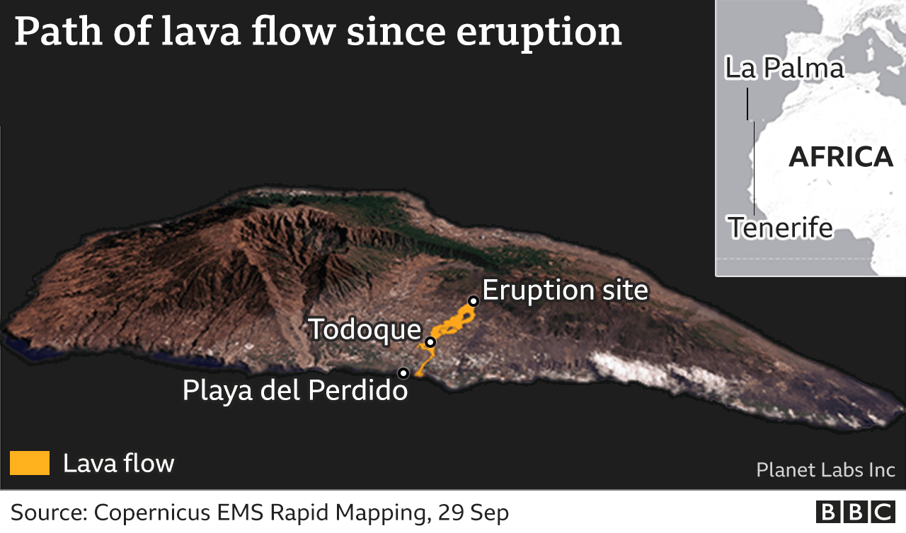 Mapa 3D del flujo de lava