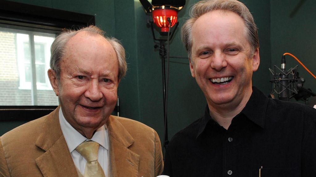 The original voice of Wallace, Peter Sallis with Nick Park in 2008