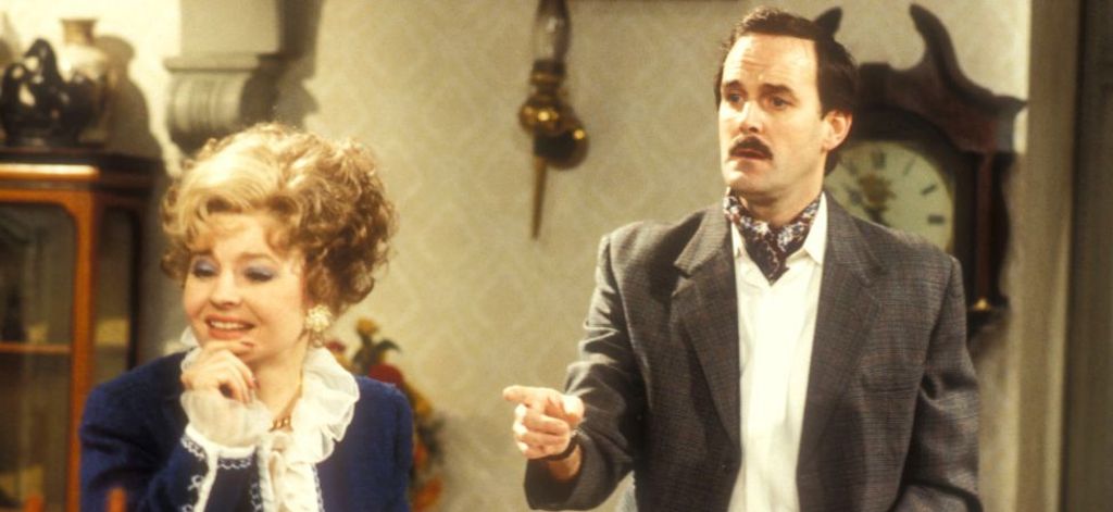 Prunella Scales as Sybil Fawlty and John Cleese as Basil Fawlty