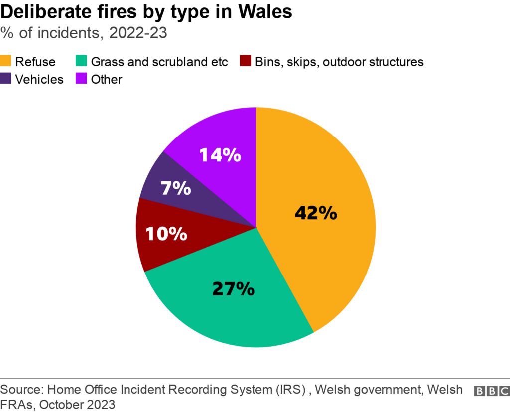 Chart showing deliberate fires by type