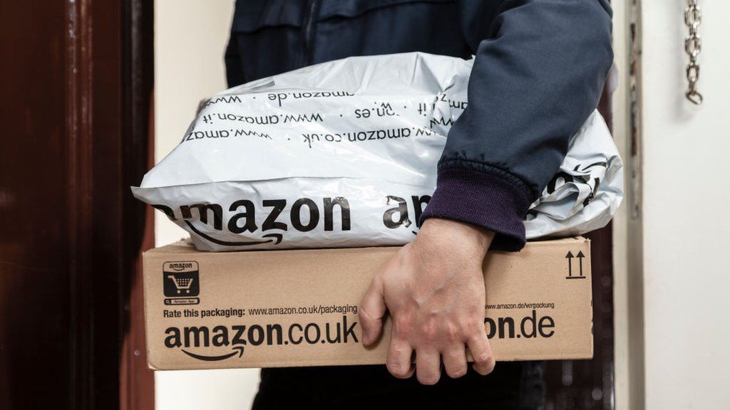 Amazon parcels being delivered