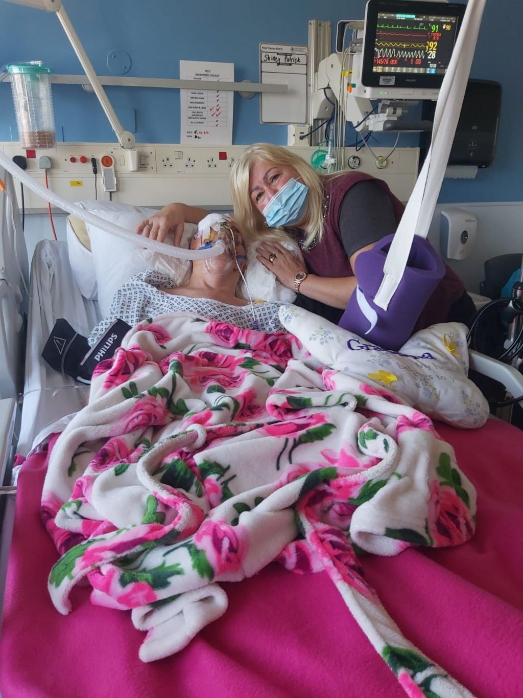 Gail with her mother Shirley in hospital