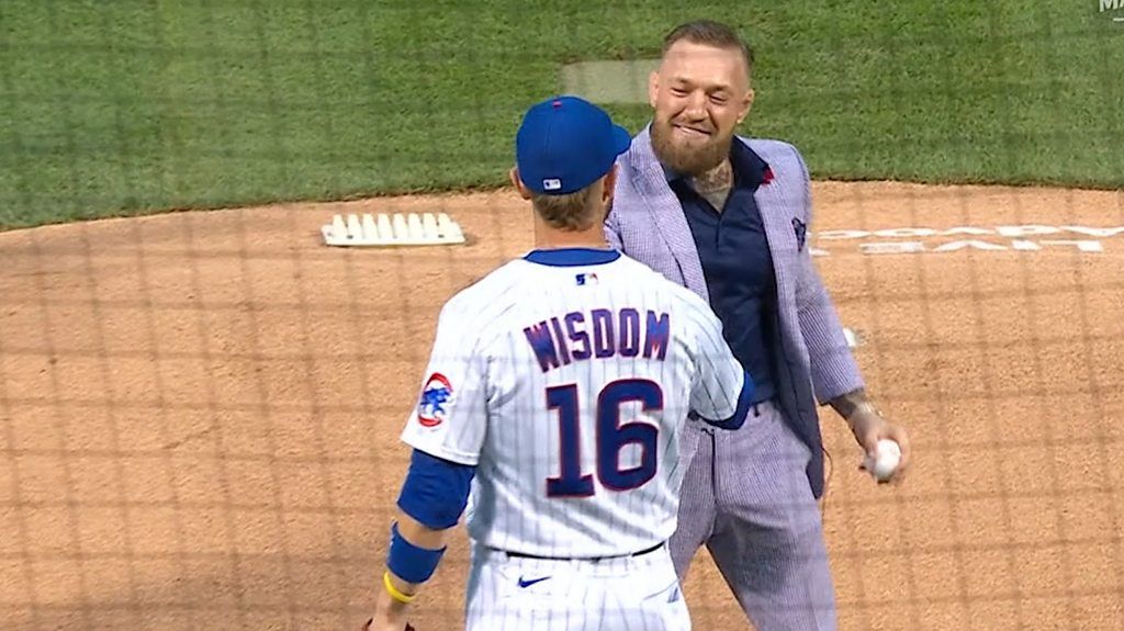 Conor McGregor throws "high" first pitch before Chicago Cubs match