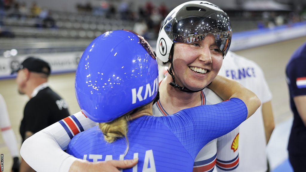 Great Britain's Katie Archibald reacts after winning the omnium at the Track Nations Cup in Milton, Canada