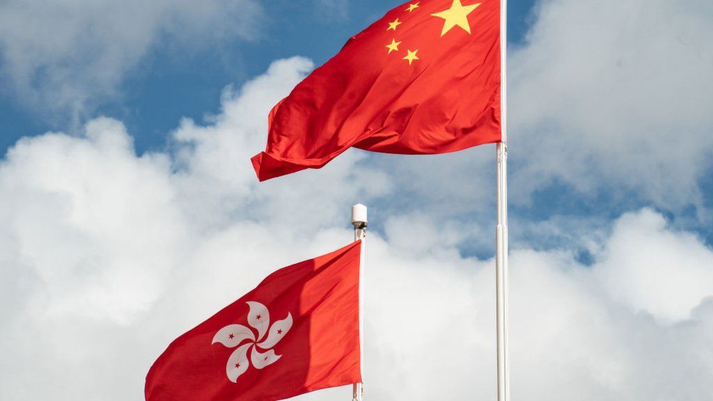 Hong Kong flag and China flag