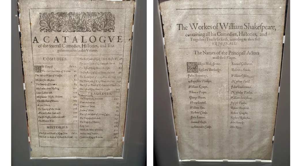 Two yellow pages side by side. One has the word 