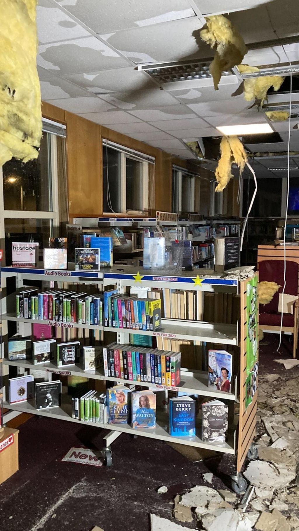 Library damaged by fire