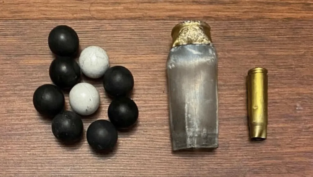 Exclusive images obtained by BBC News Persian show spent cartridge casings and pellet bullets.