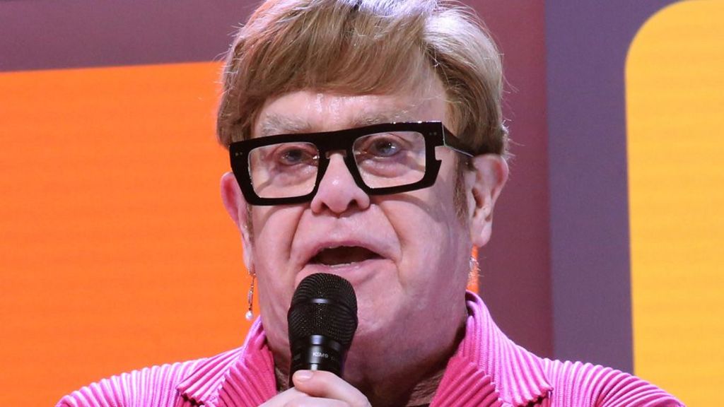 Elton John during the opening night curtain call for the new Elton John musical Tammy Faye on Broadway at The Palace Theatre on November 14, 2024 in New York 