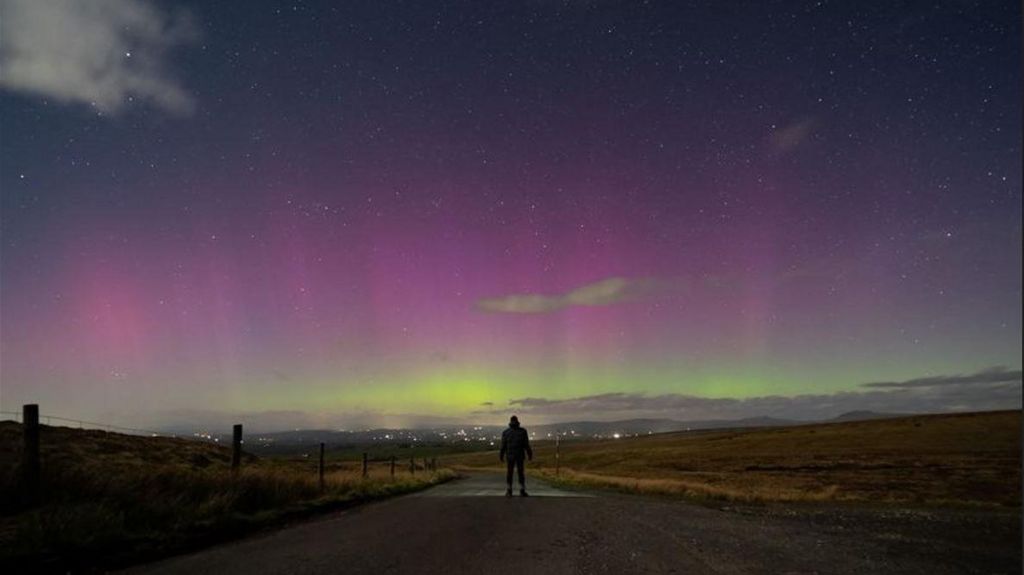 The Northern Lights in the Trough of Bowland in Lancashire