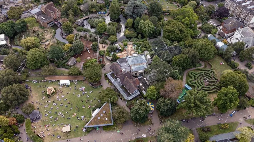 An aerial image showing the former Bristol Zoo site in Clifton while it was still open. 