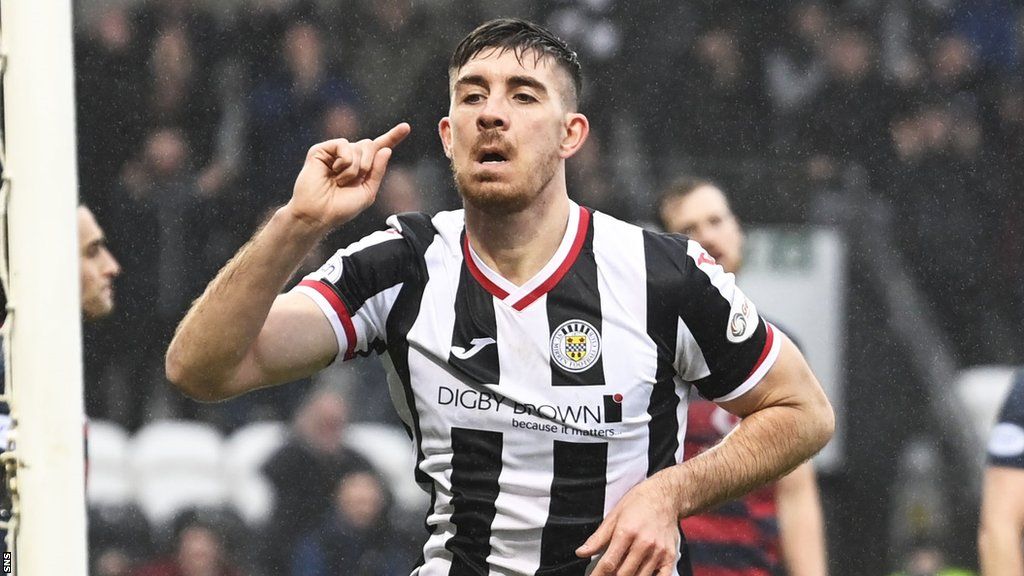 Declan Gallagher celebrates scoring for St Mirren