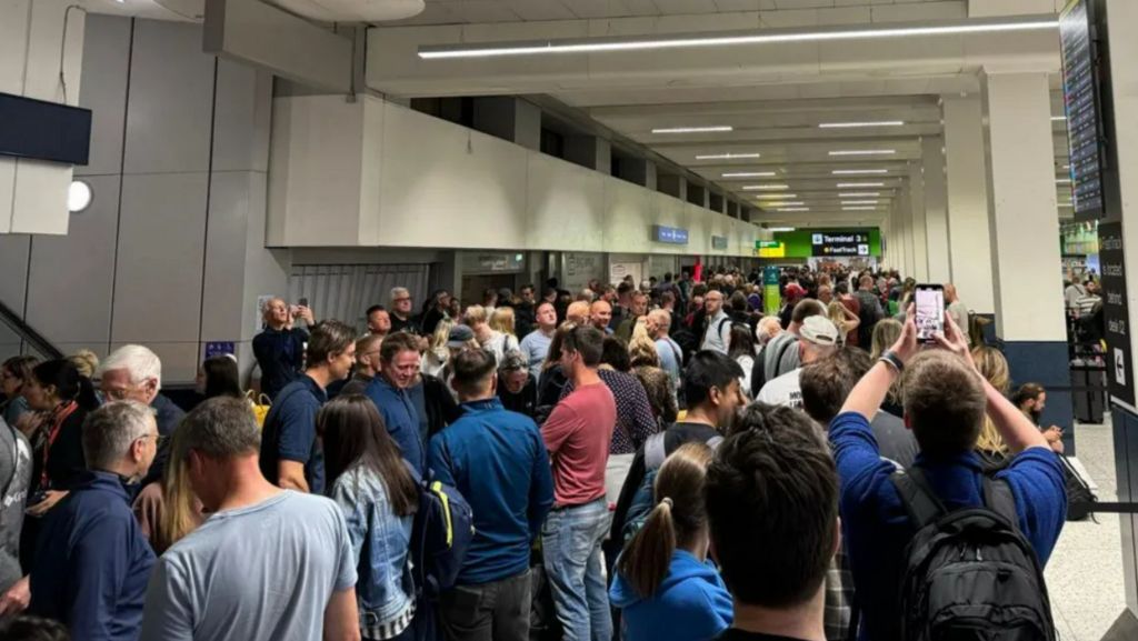 Stranded passengers at Manchester Airport