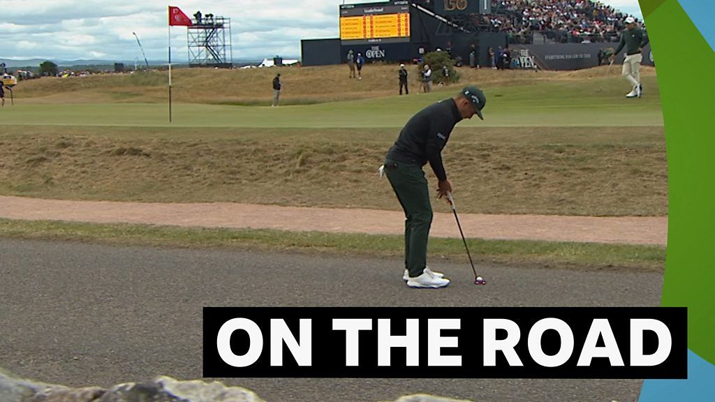 The Open 2022: Xander Schauffele putts off the tarmac on the Road Hole