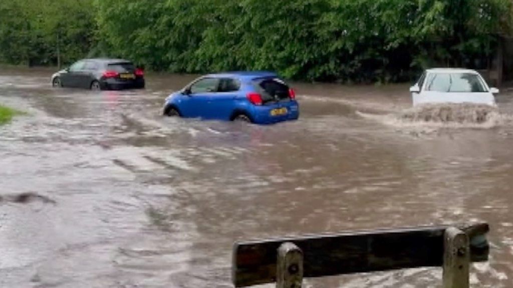 Some roads in Hertfordshire became impassable for motorists as heavy rain hit the region.