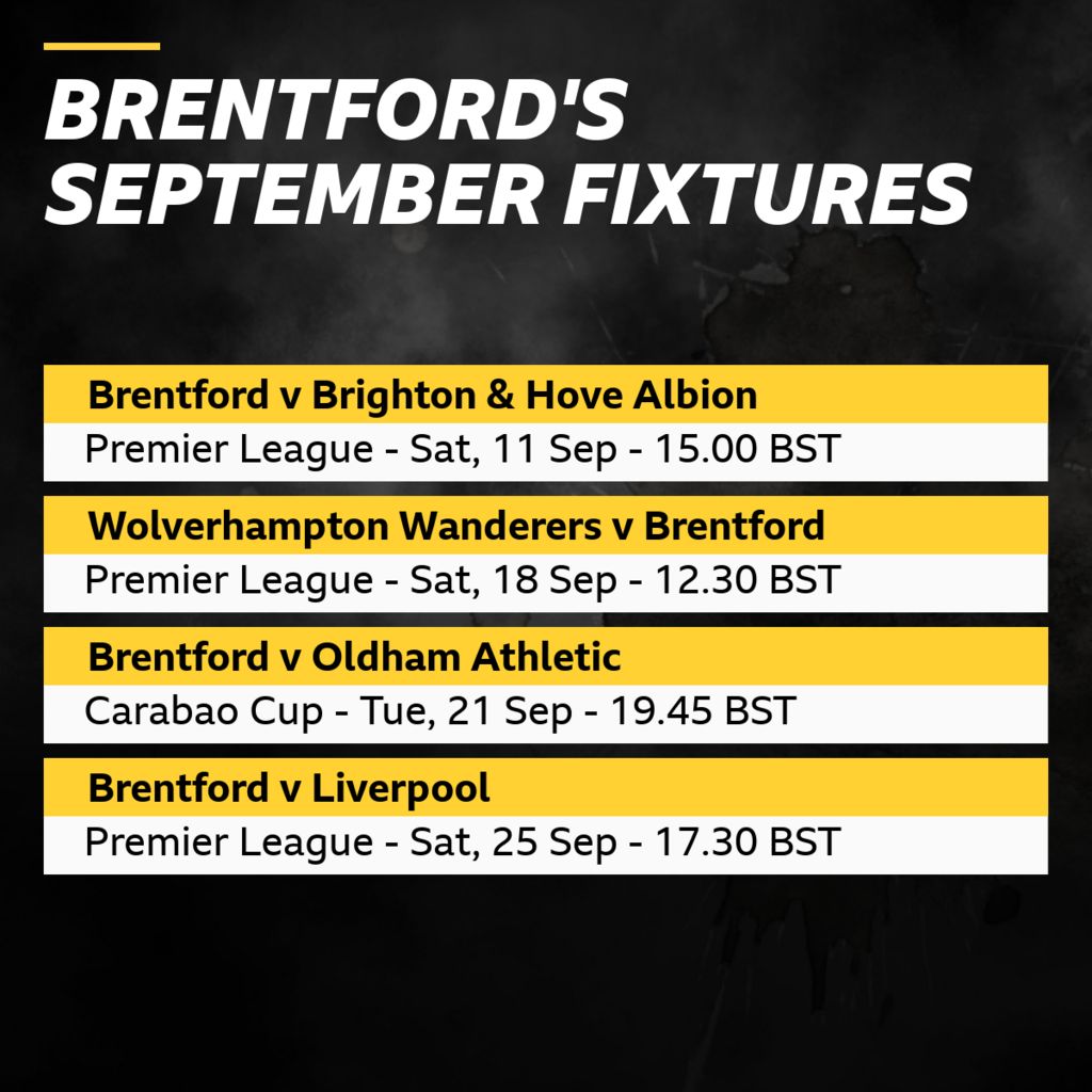 Brentford's September Fixtures - BBC Sport