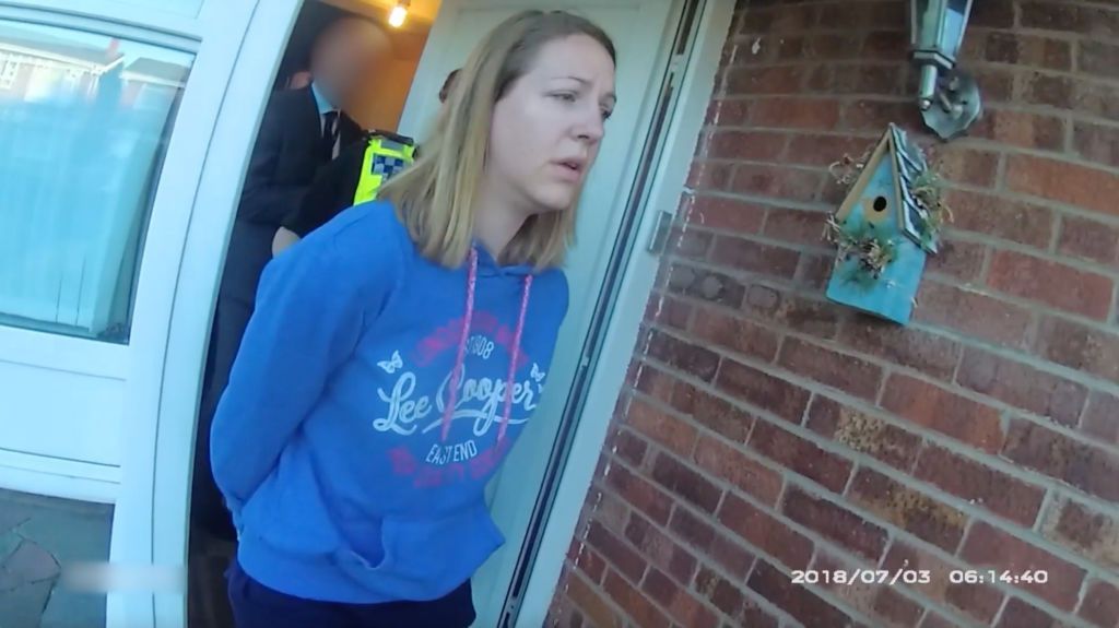 Lucy Letby being arrested in July 2018