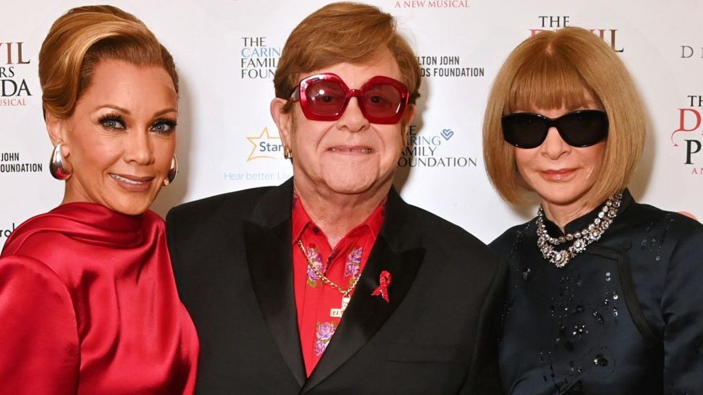 Vanessa Williams, Sir Elton John and Dame Anna Wintour attend "The Devil Wears Prada Musical" charity gala night in support of the Elton John Aids Foundation at The Dominion Theatre on December 1, 2024 in London, England