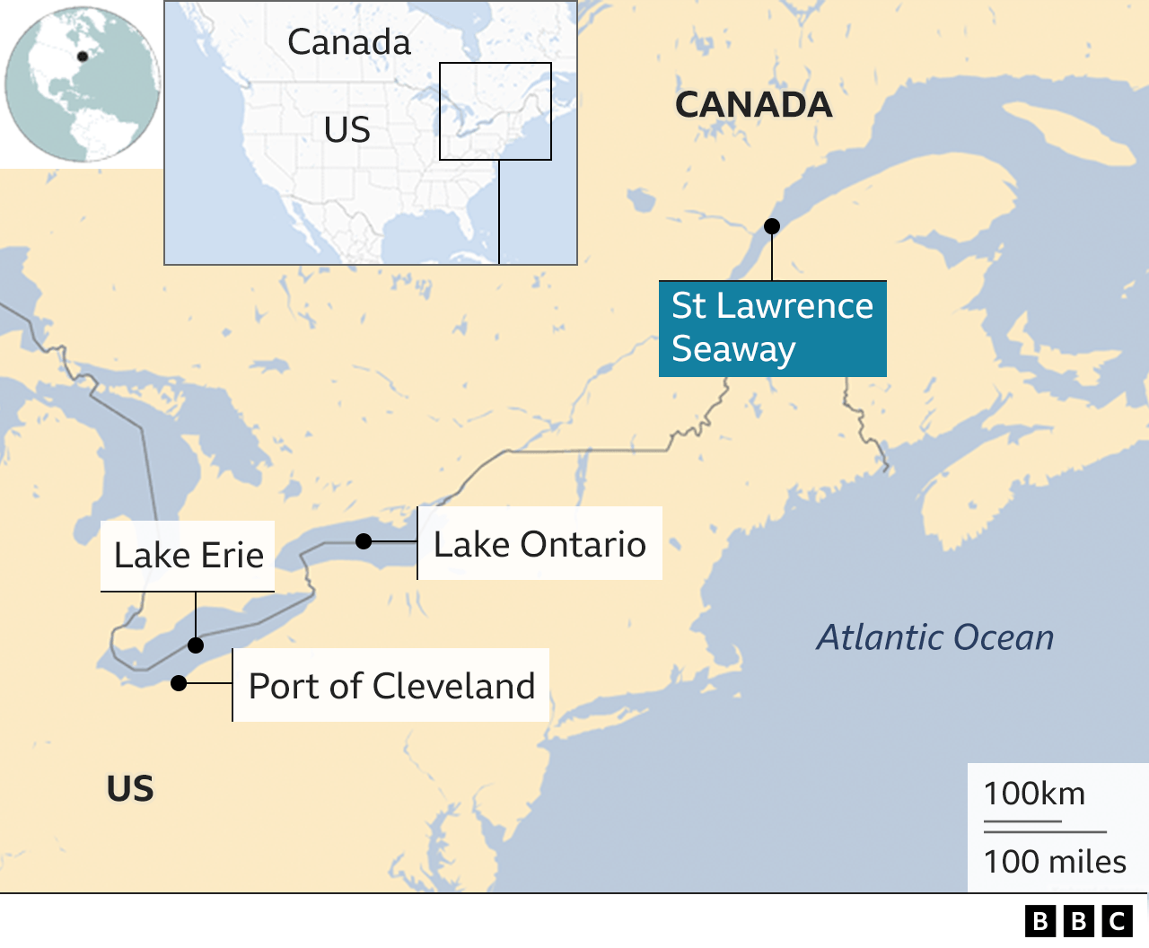 Map of Port of Cleveland on Lake Erie