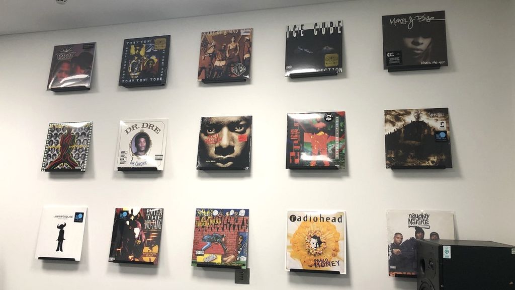 LPs on wall