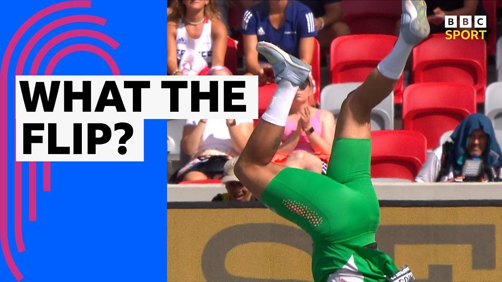 Ramos does somersault during javelin throw