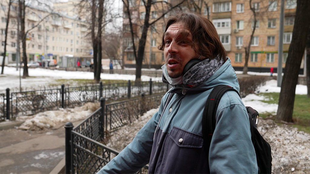 A man on the streets of Moscow