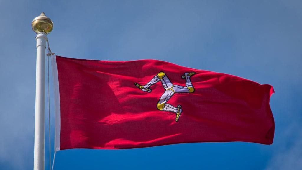 A Manx flag blowing in the wind