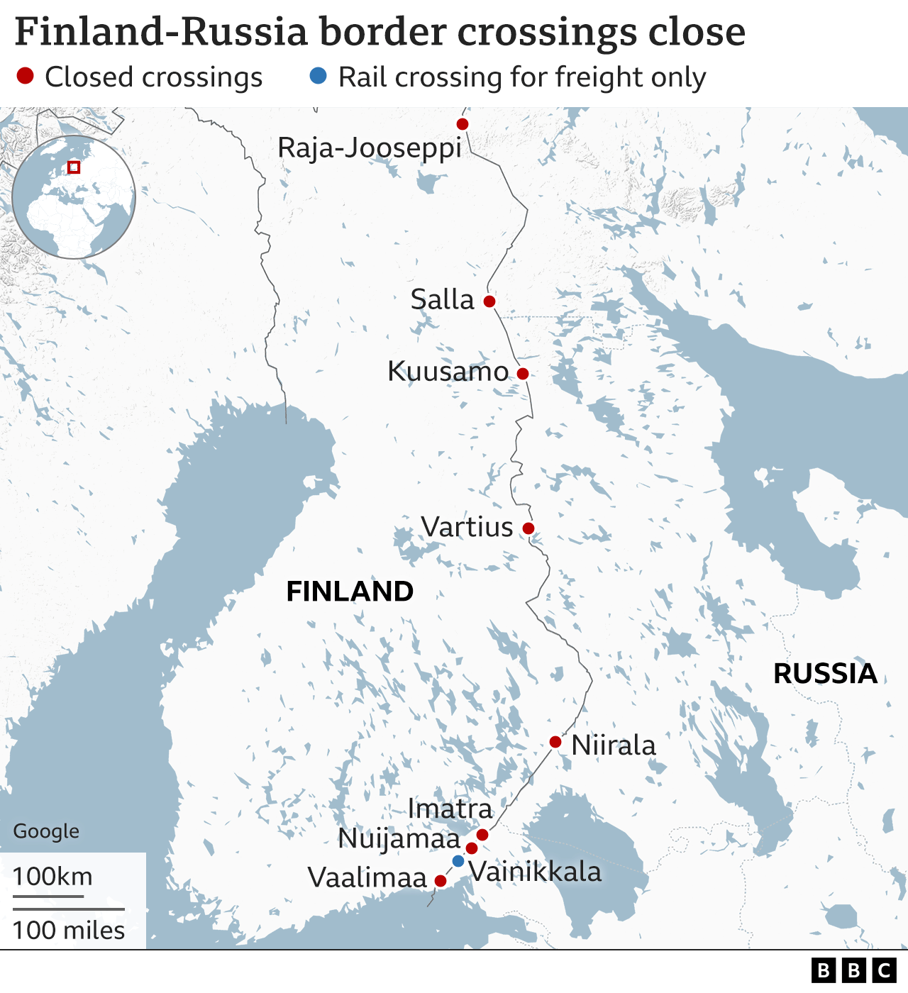 Finland to close entire Russian border after migrant surge - BBC News