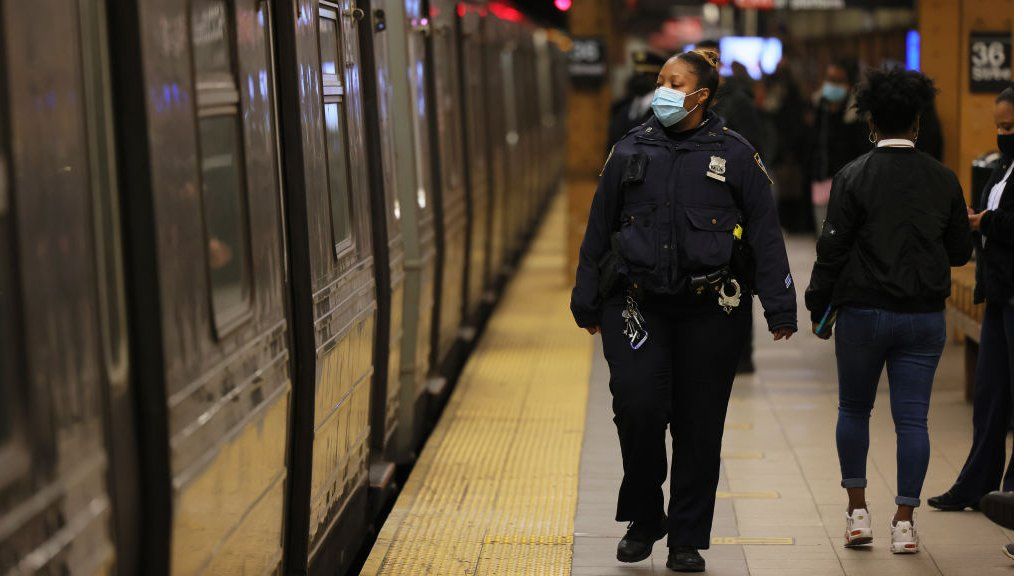 NYPD officer at subway station