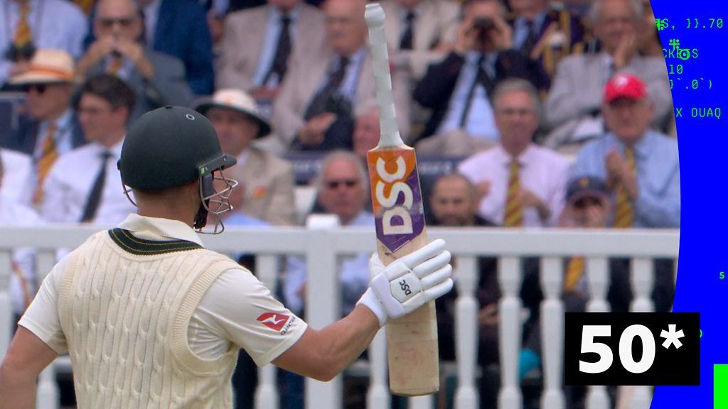 Warner hits first six of the day to bring up his 50