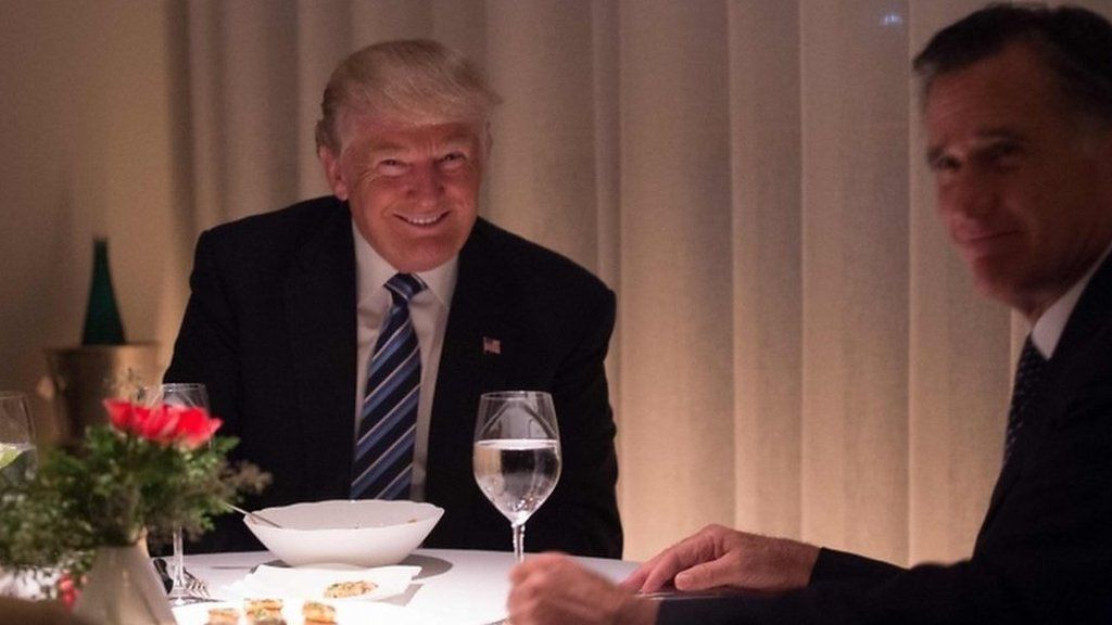 Donald Trump and Mitt Romney at dinner together
