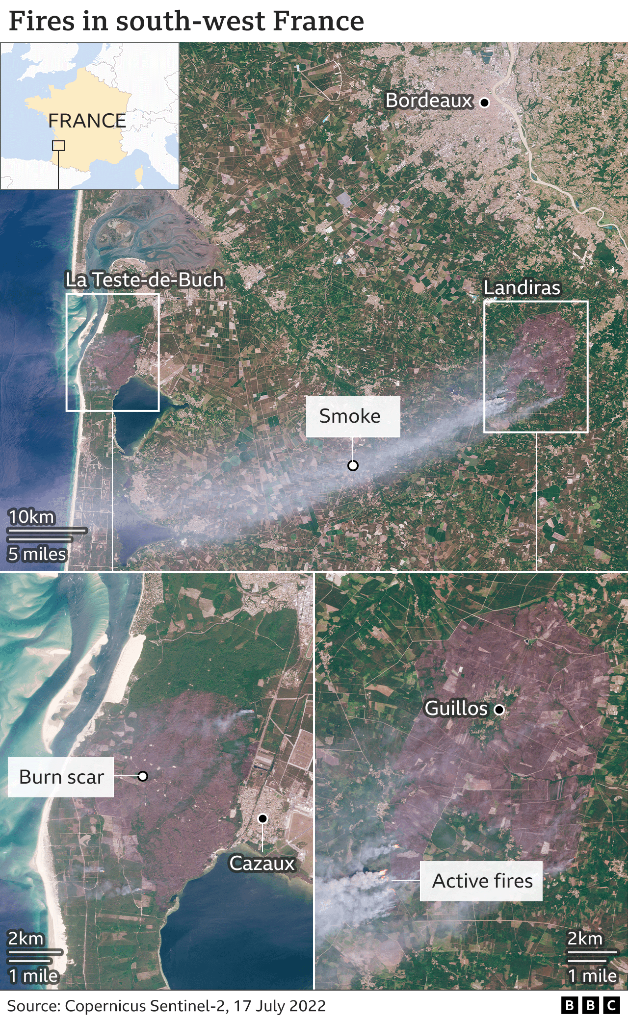 Fires in south-west France