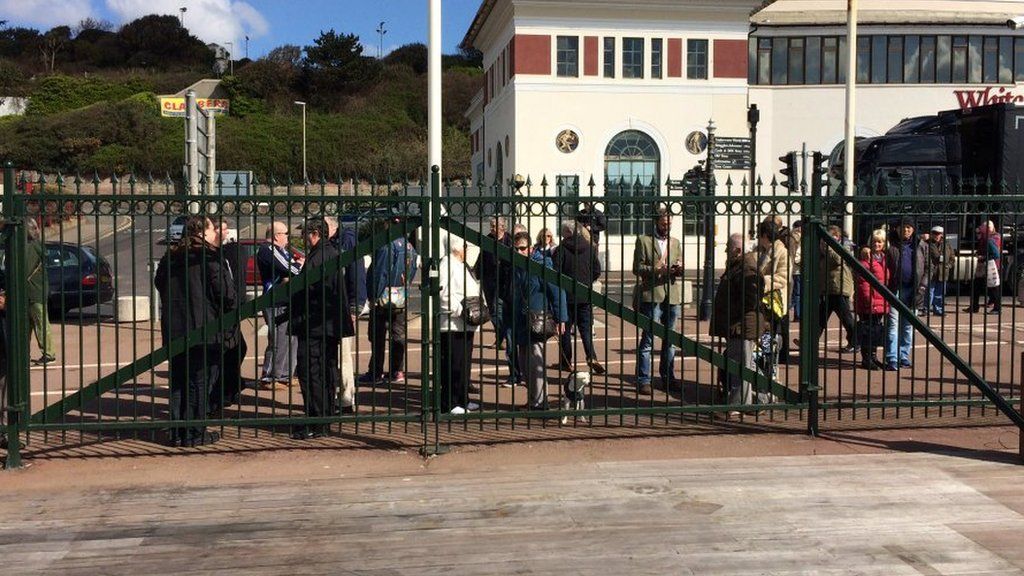 People queue to walk on the new Hastings Pier