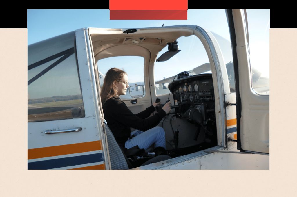 Sitting in the cockpit of a small plane