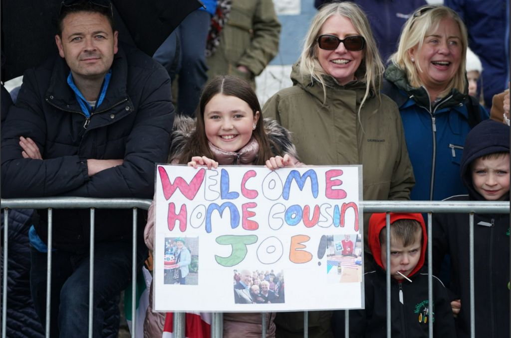 Crowds prepare to welcome Joe Biden to Carlingford