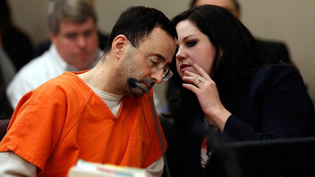 Larry Nassar and Shannon Smith, his defence lawyer