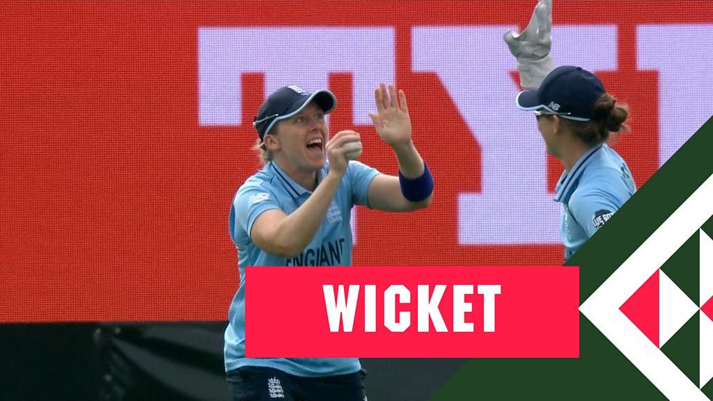 Cricket World Cup: England's Katherine Brunt and Heather Knight combine to remove Nahida Khan first ball