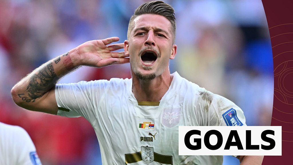 Serbia score twice in two minutes against Cameroon