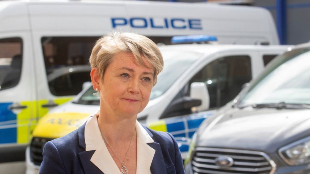 Home Secretary Yvette Cooper during a visit to Lewisham Police Station